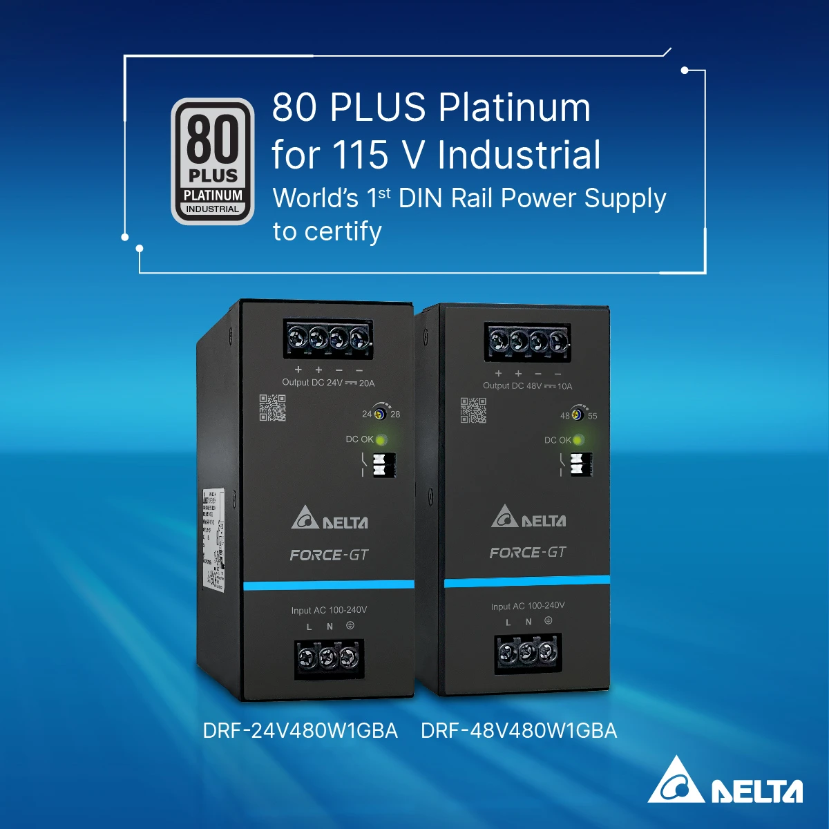 With up to 95% conversion efficiency, the Force-GT Series DIN Rail Power Supply provides stable power to CDUs